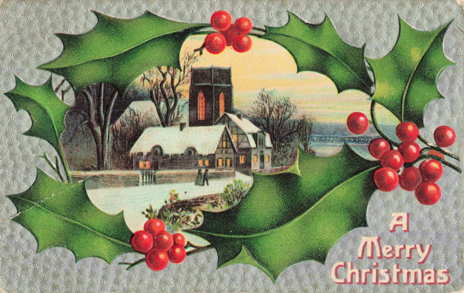 Christmas Postcard Divided Back Embossed (2f)