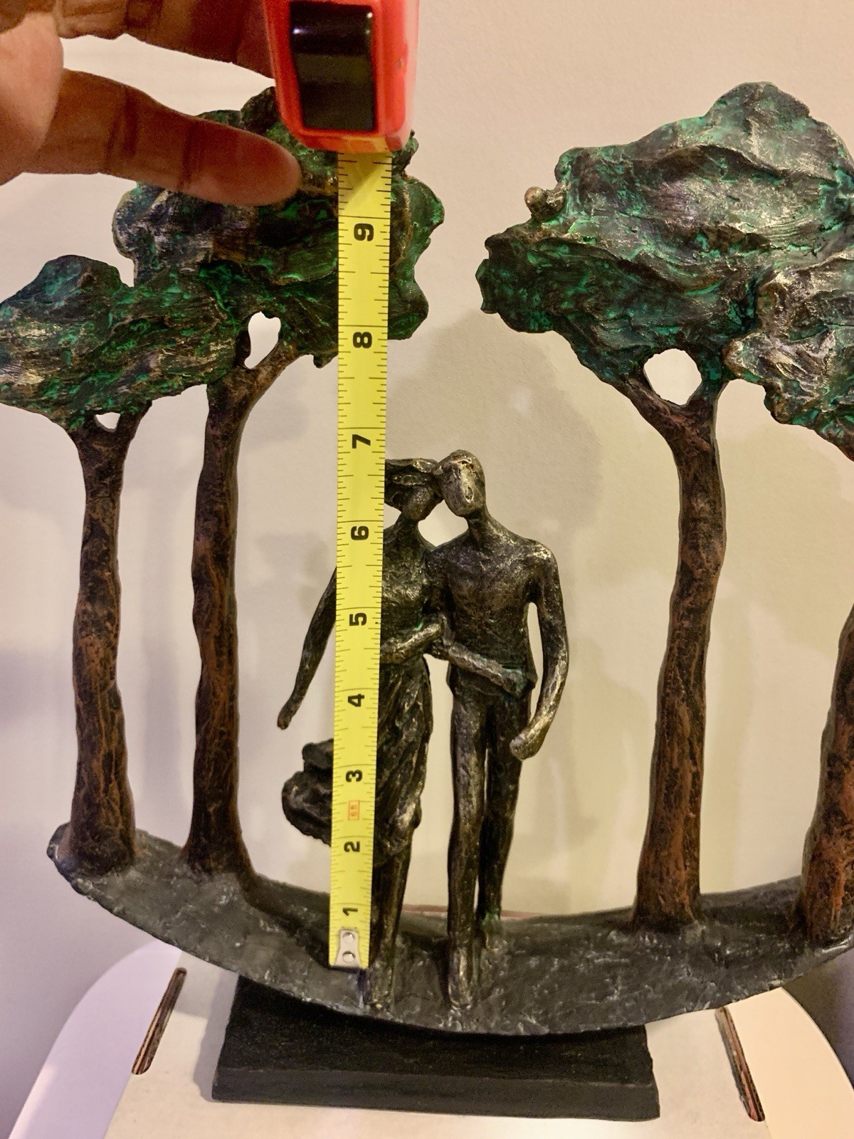 Rustic Cast Bronze-Look Table Sculpture Through The Years Impressionism 11”x 11”