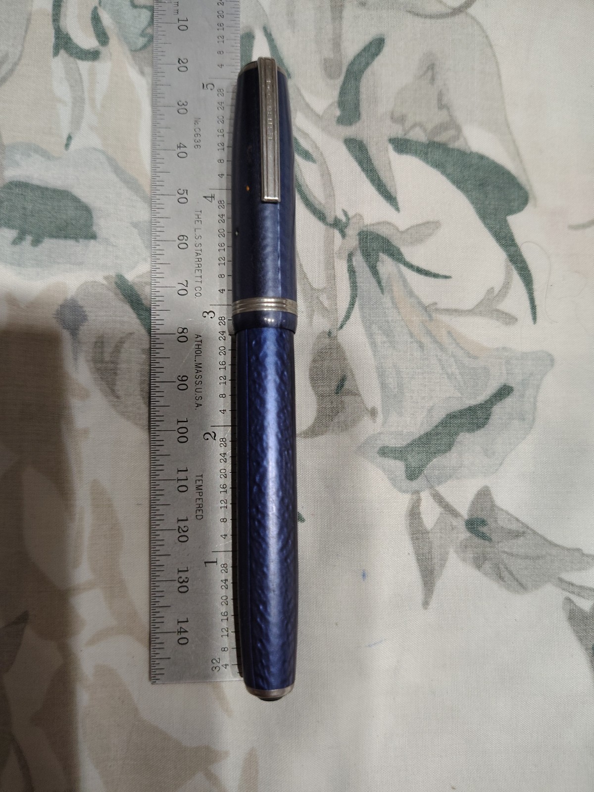ESTERBROOK FULL SIZE FOUNTAIN PEN BLUE MARBLE RESIN 9550 FINE NIB #8