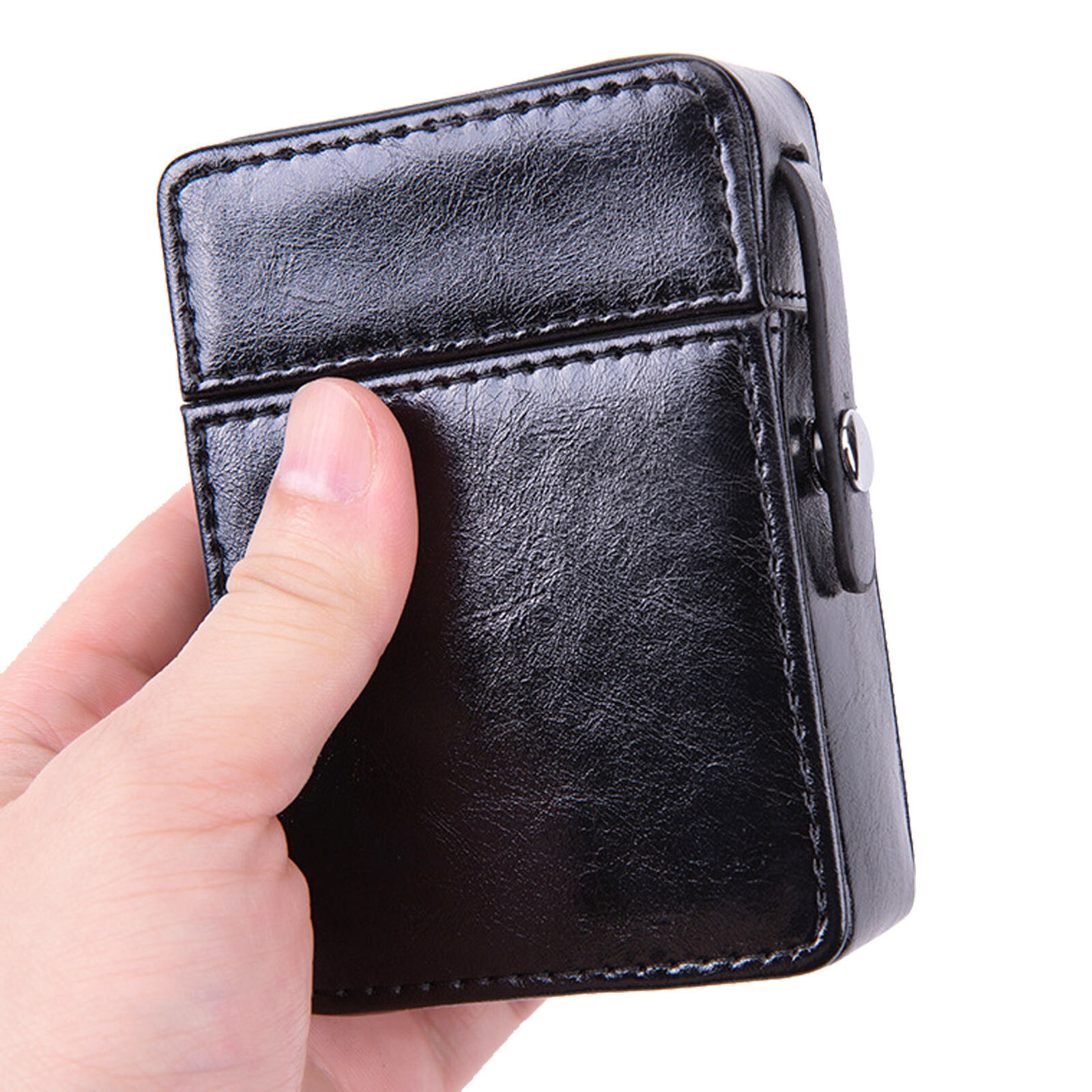Black PU Leather Cigarette Case Storage Case Tobacco Pouch Anti-Scratch Lighter