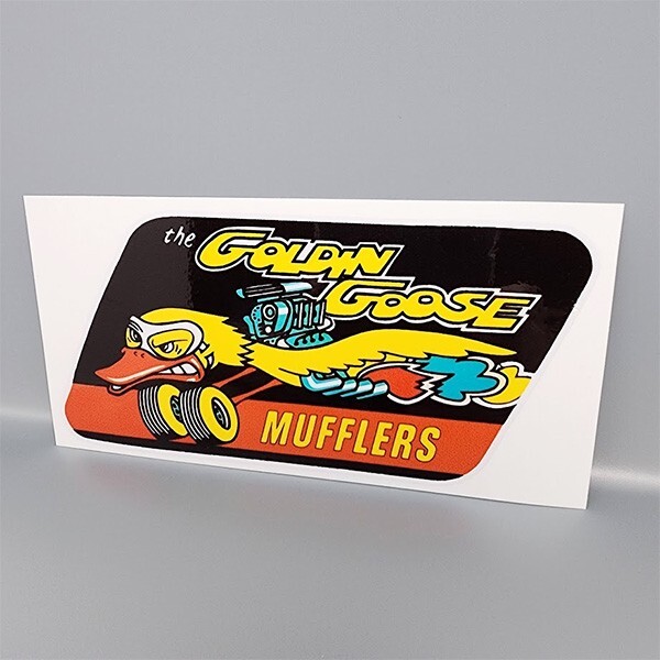 “GOLDIN” GOOSE MUFFLERS Vintage Style DECAL, Vinyl STICKER, racing, hot rod