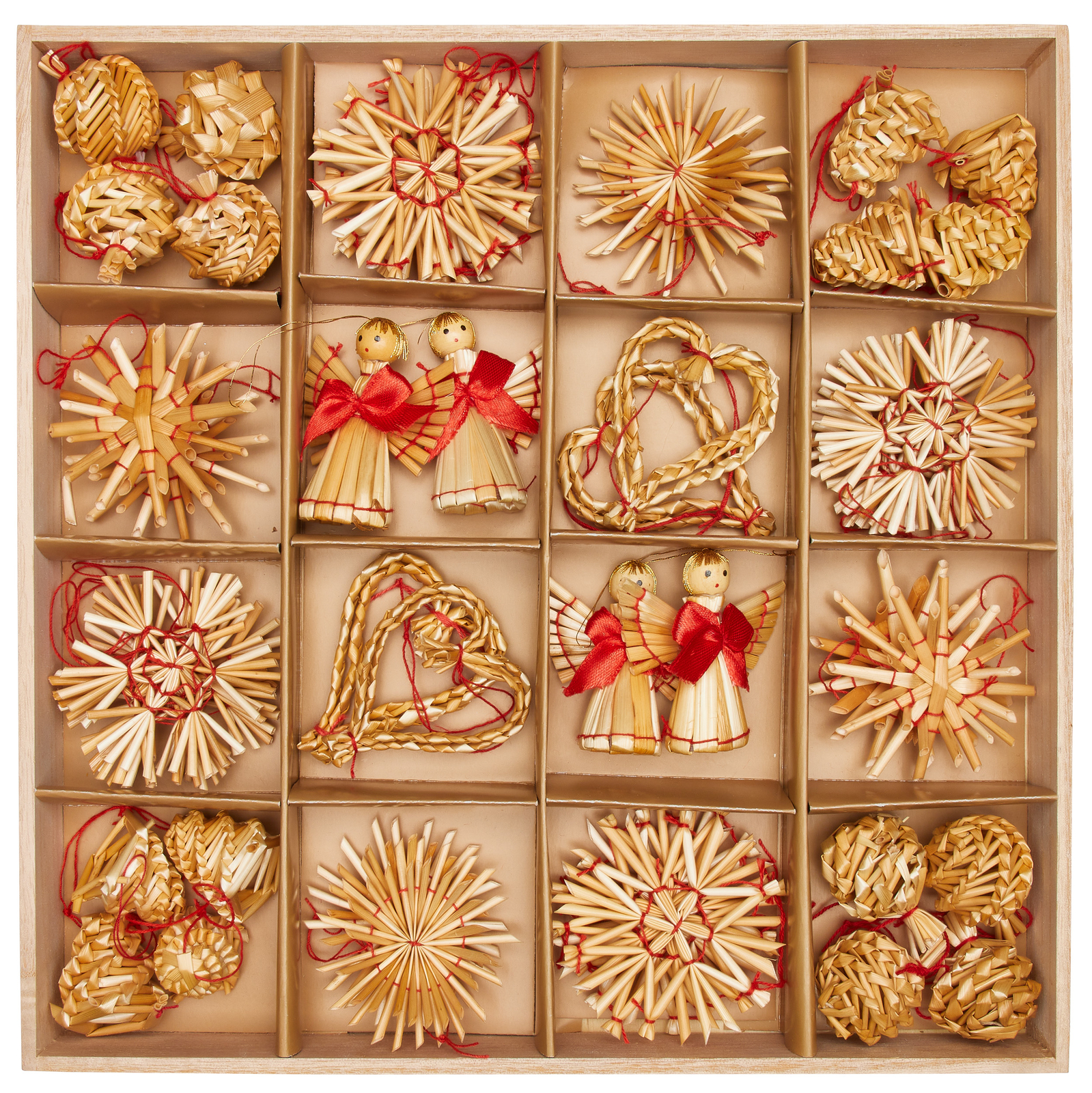 BRUBAKER 48-Piece Set Straw German Style Tree Ornaments – Up to 2.6 Inches –