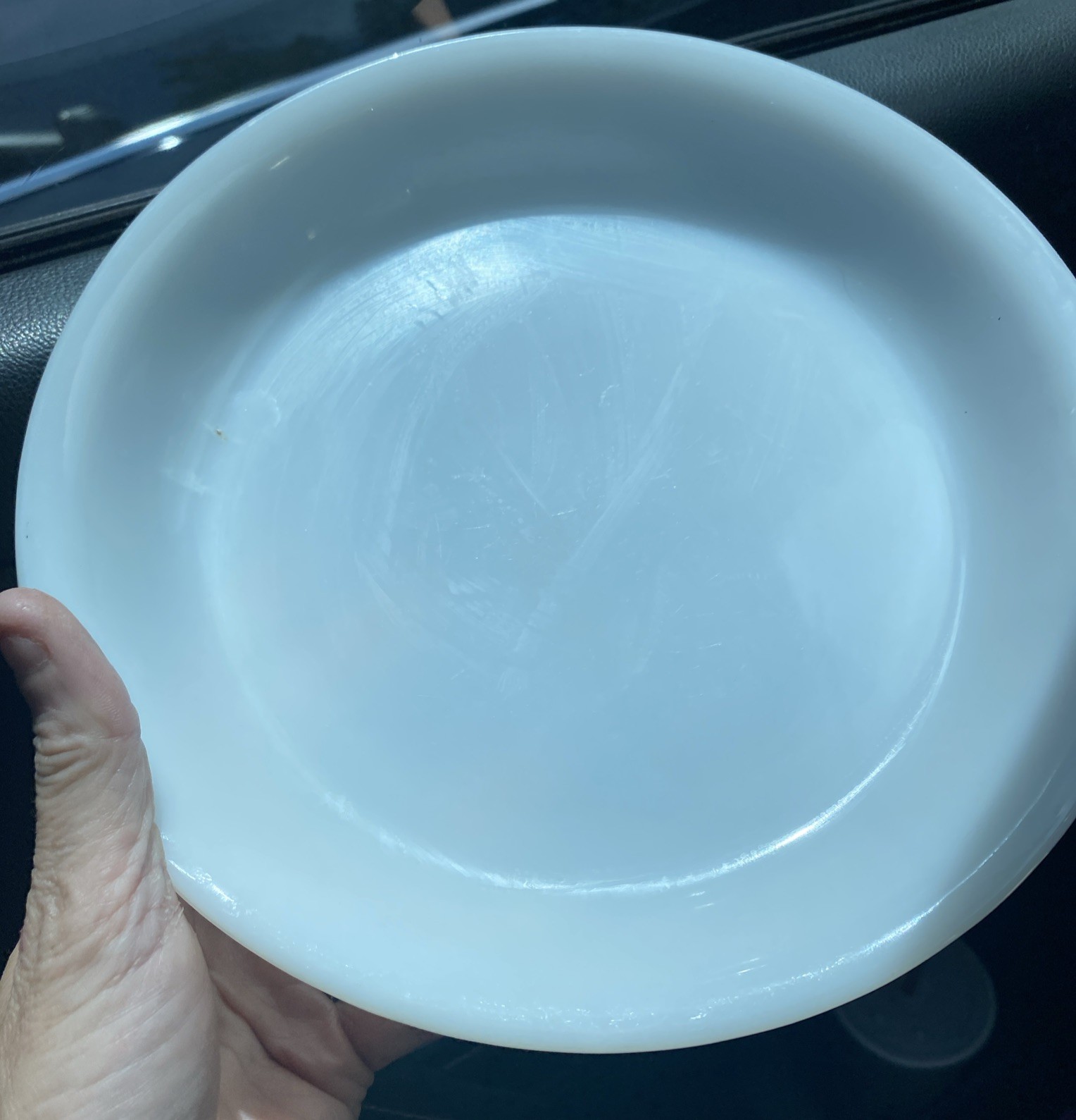 Vintage Fire-King #460 Round White Milk Glass 9″ Pie Plate