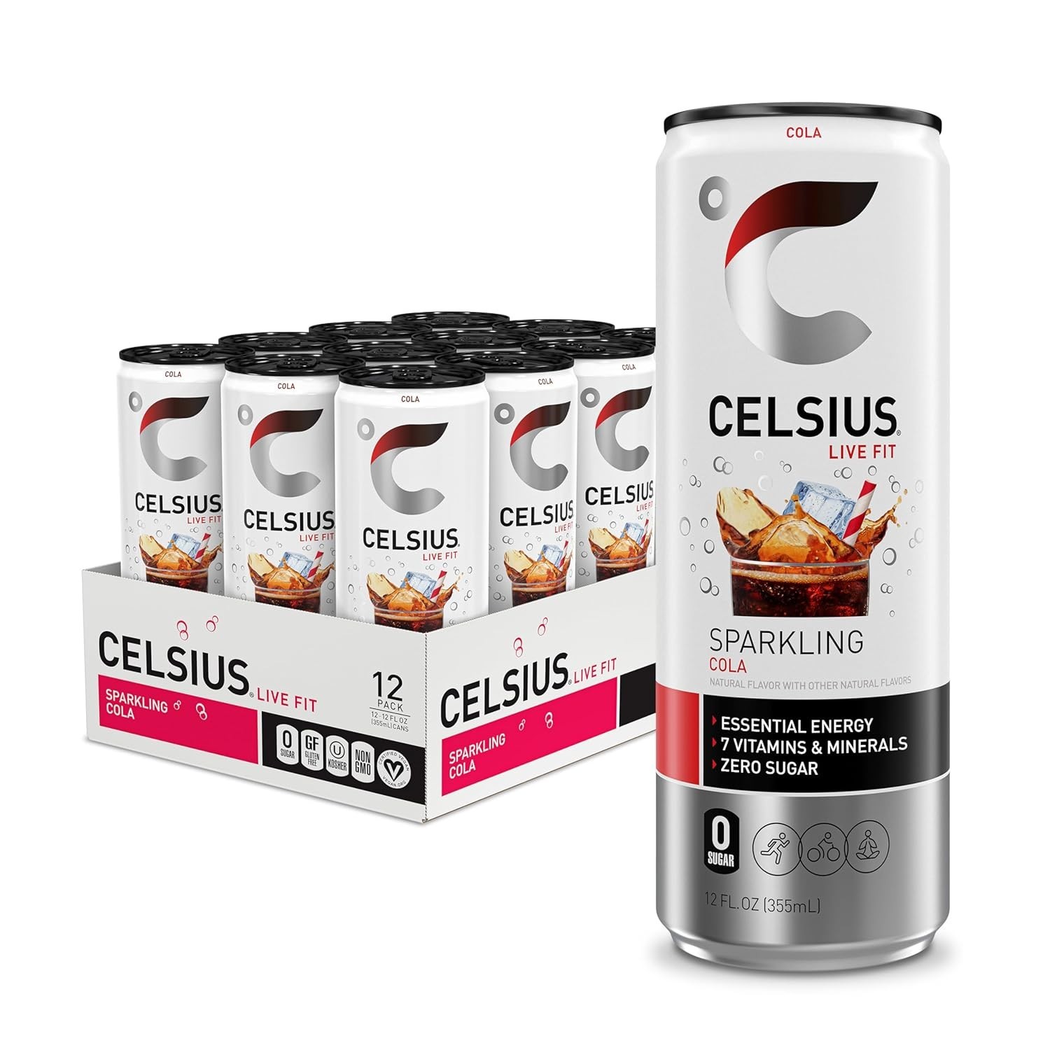 Sparkling Cola Energy Drink – , Gluten-Free, and Sugar-Free 12 Fl Oz Cans