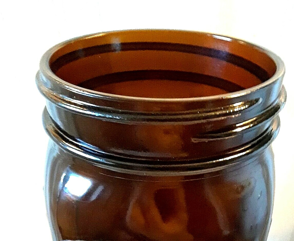 BALL Amber QUART Wide Mouth Mason Jar & GLASS LID w/ Zinc Ring UV RESISTANT