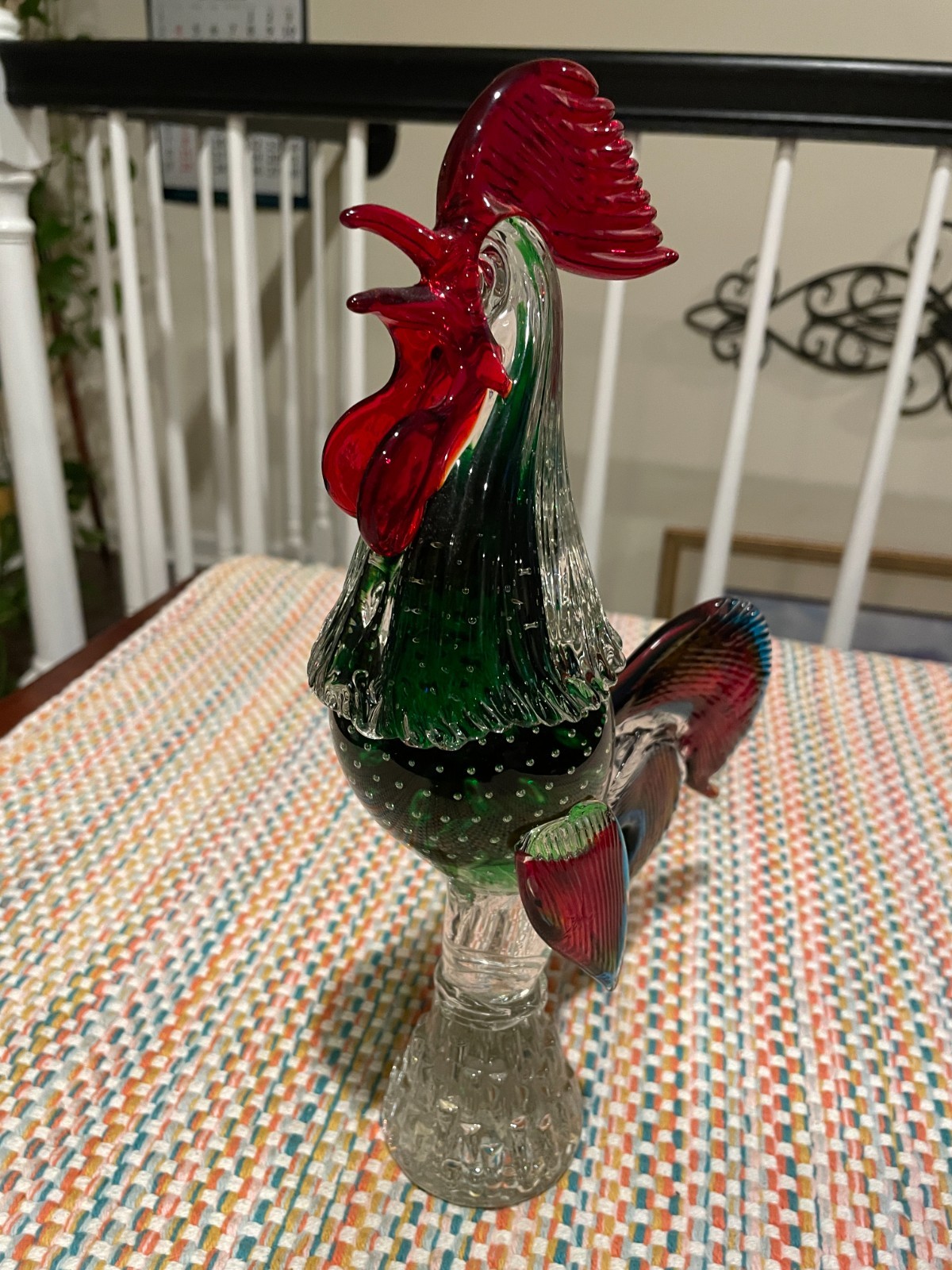 DEFECTIVE Rooster Vintage Hand Blown Murano Glass Italy 12 Tall Beautifu G3D