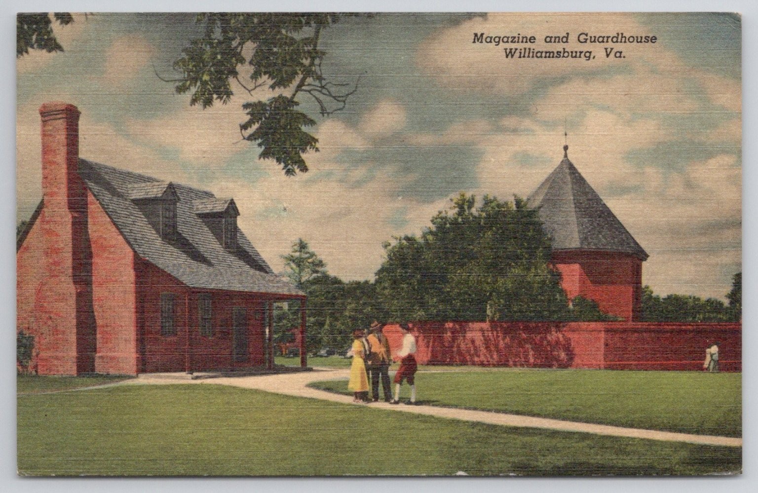 Williamsburg VA Magazine & Guardhouse 1954 Linen Postcard Curteich