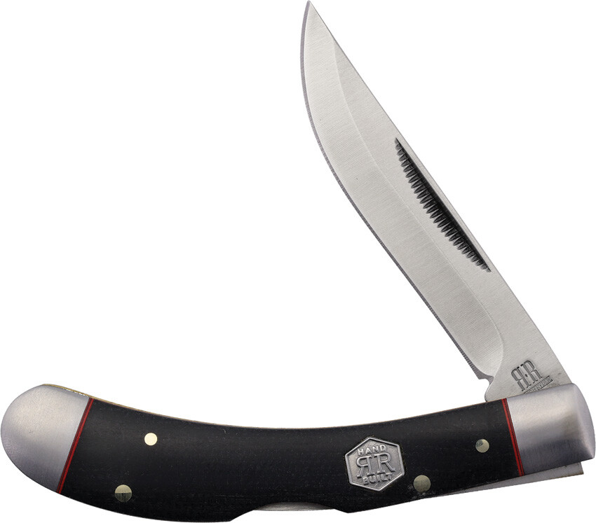 Rough Ryder Bow Trapper Lockback Black Micarta Folding Stainless Knife 2036