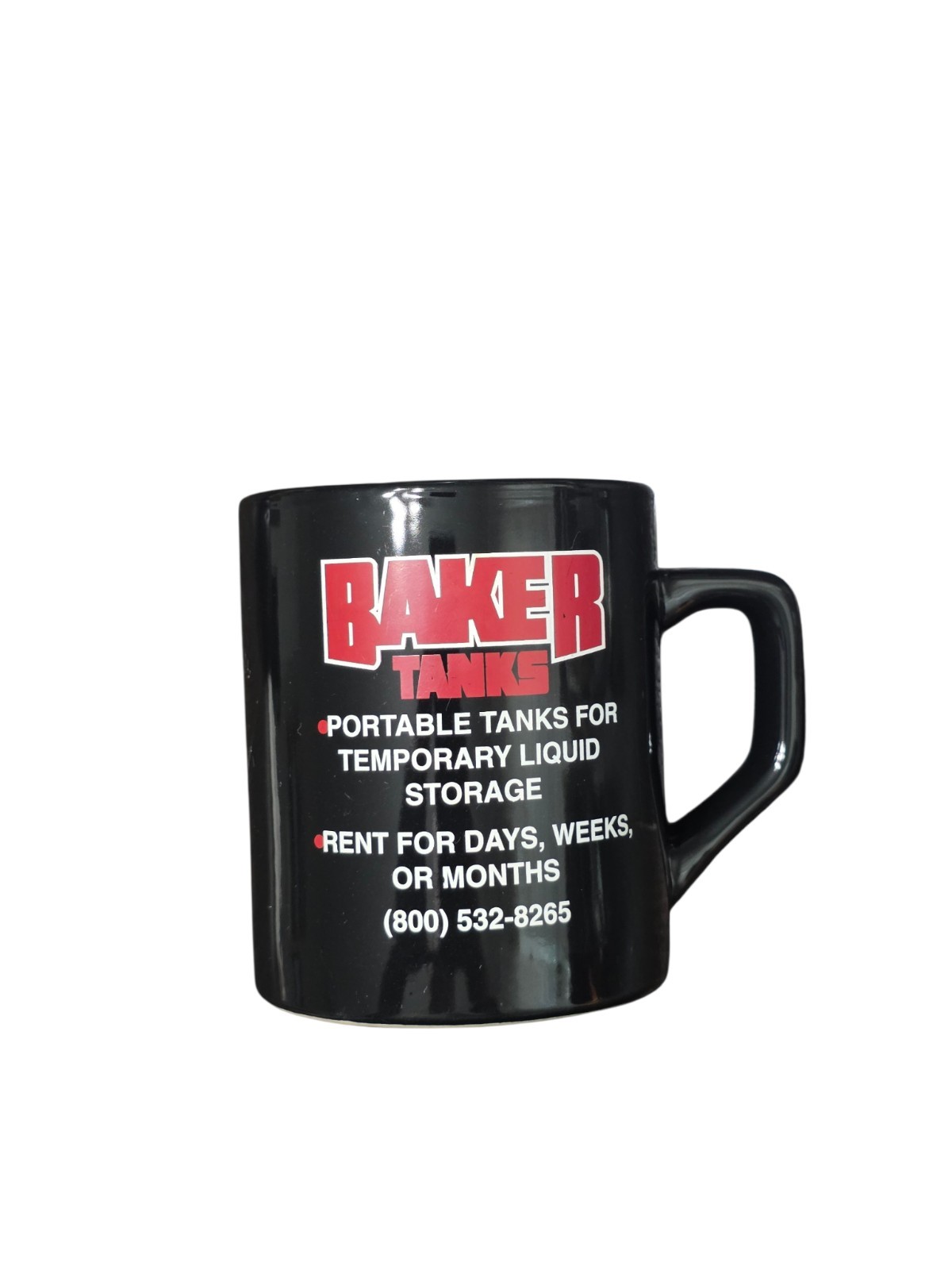 Baker Tanks Hazardous Liquid Black Ceramic Coffee Mug Promo Advertising Cup