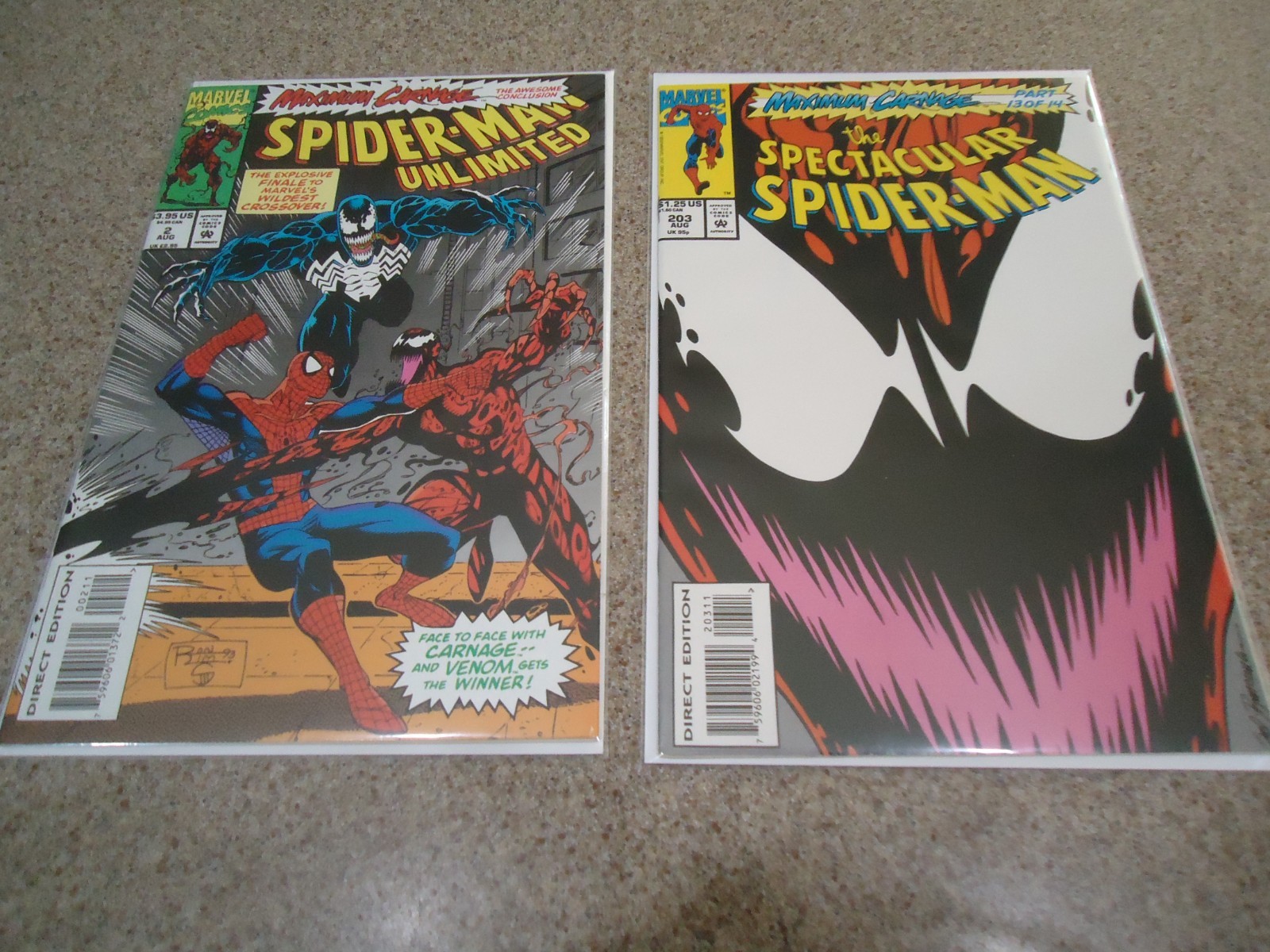 MAXIMUM CARNAGE COMPLETE SERIES 1-4 HIGH GRADE WHITE PAGES