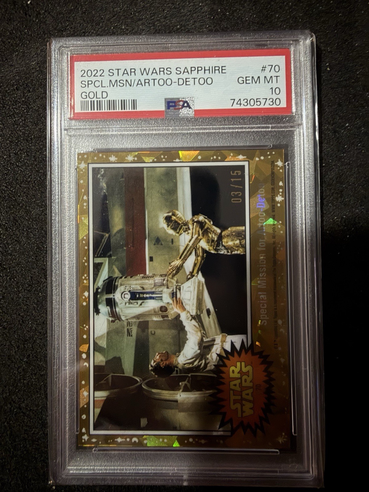 2022 Star Wars Sapphire Special Mission For R2D2 Gold /15 PSA 10