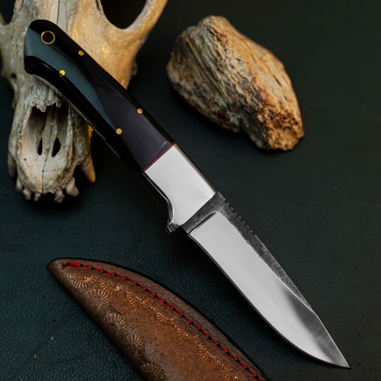 8.7″ Drop Point Skinner Knife Stainless Steel Hunting Blade with Resin Handle