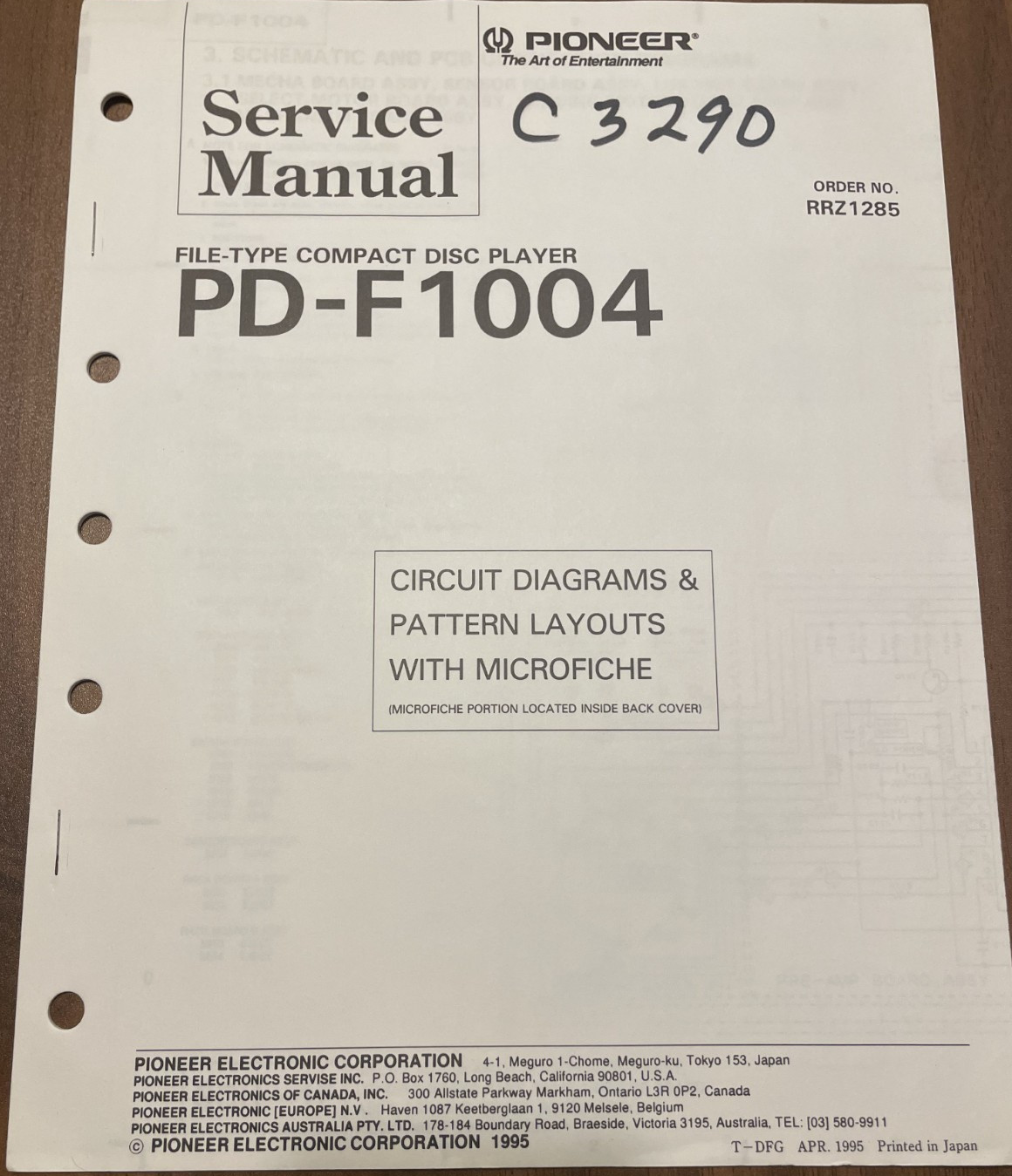 Pioneer PD-F1004 File-Type Compact Disc Player Original Service Repair Manual