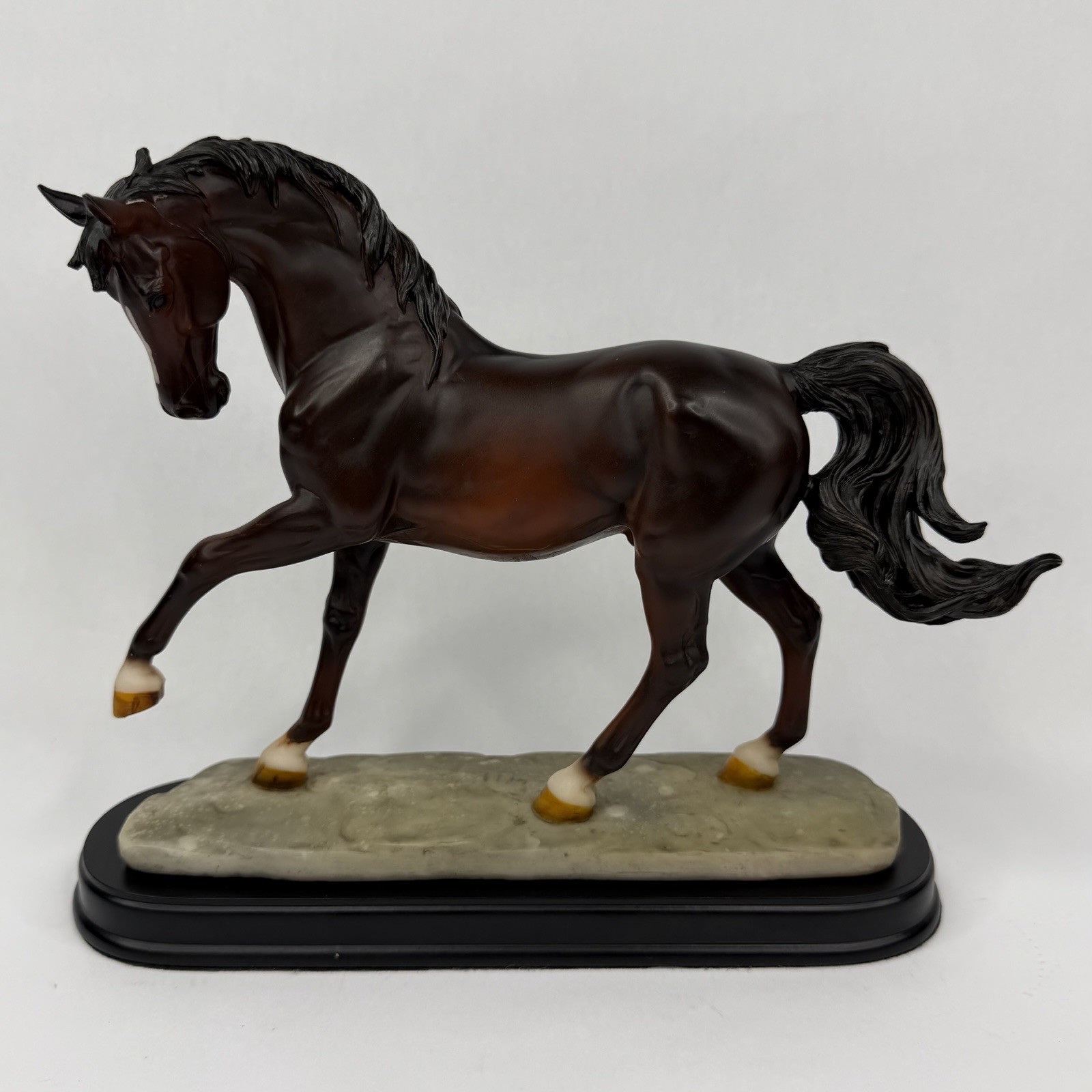 Dark Brown Horse on base figirine6 Galloping With Base 10″ Long 1 LB 10 oz
