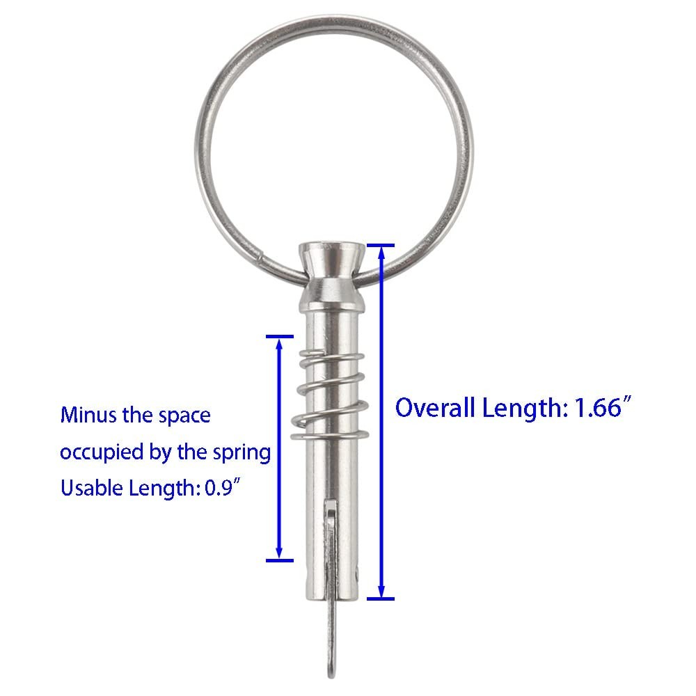 Marine-Grade Quick Release Pins, 1/4″ Diameter, 4 Pcs – Corrosion Resistant