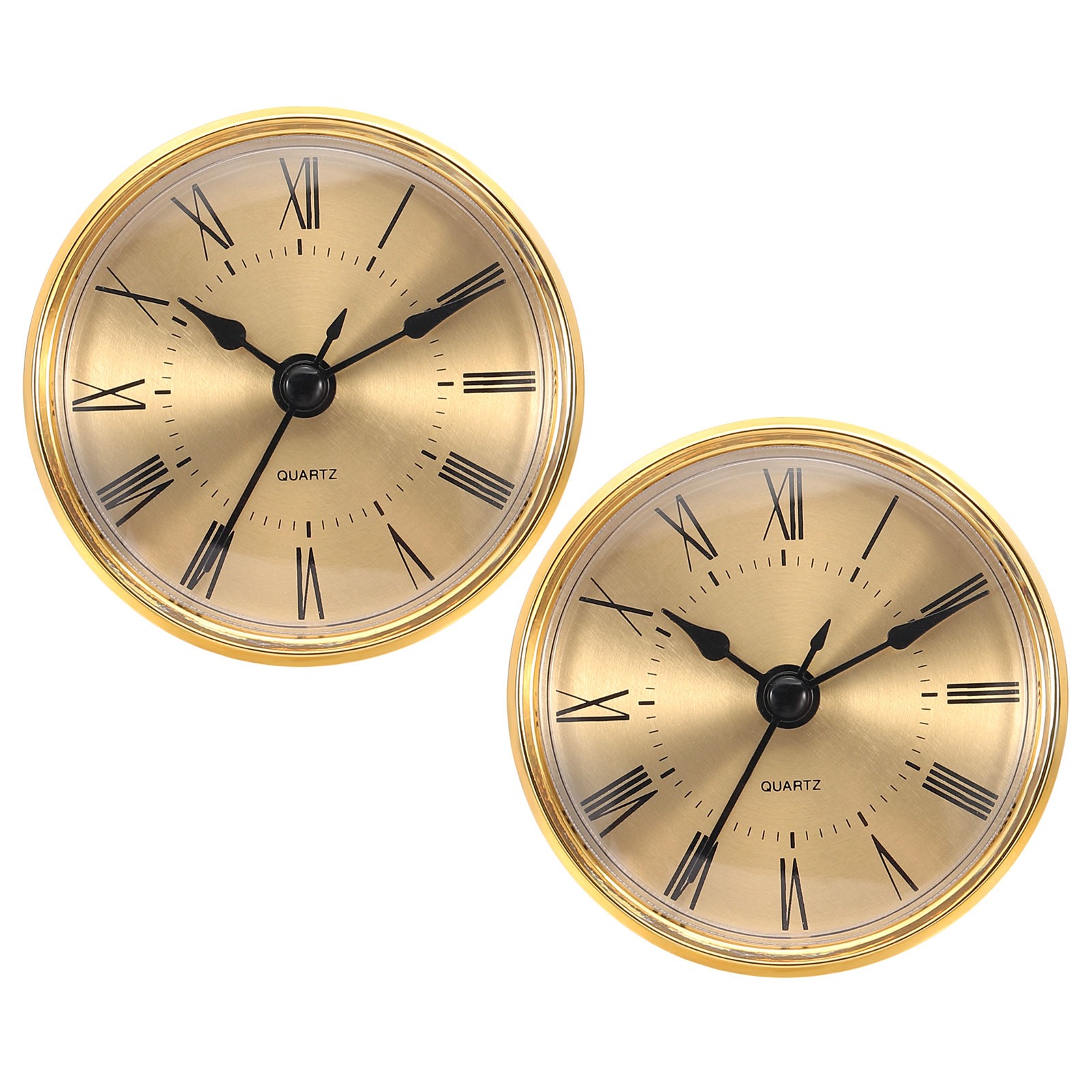 2Pcs 2.8″ 70mm Quartz Roman Clock Insert, Fit 61mm/2.4″, Gold, Style 9