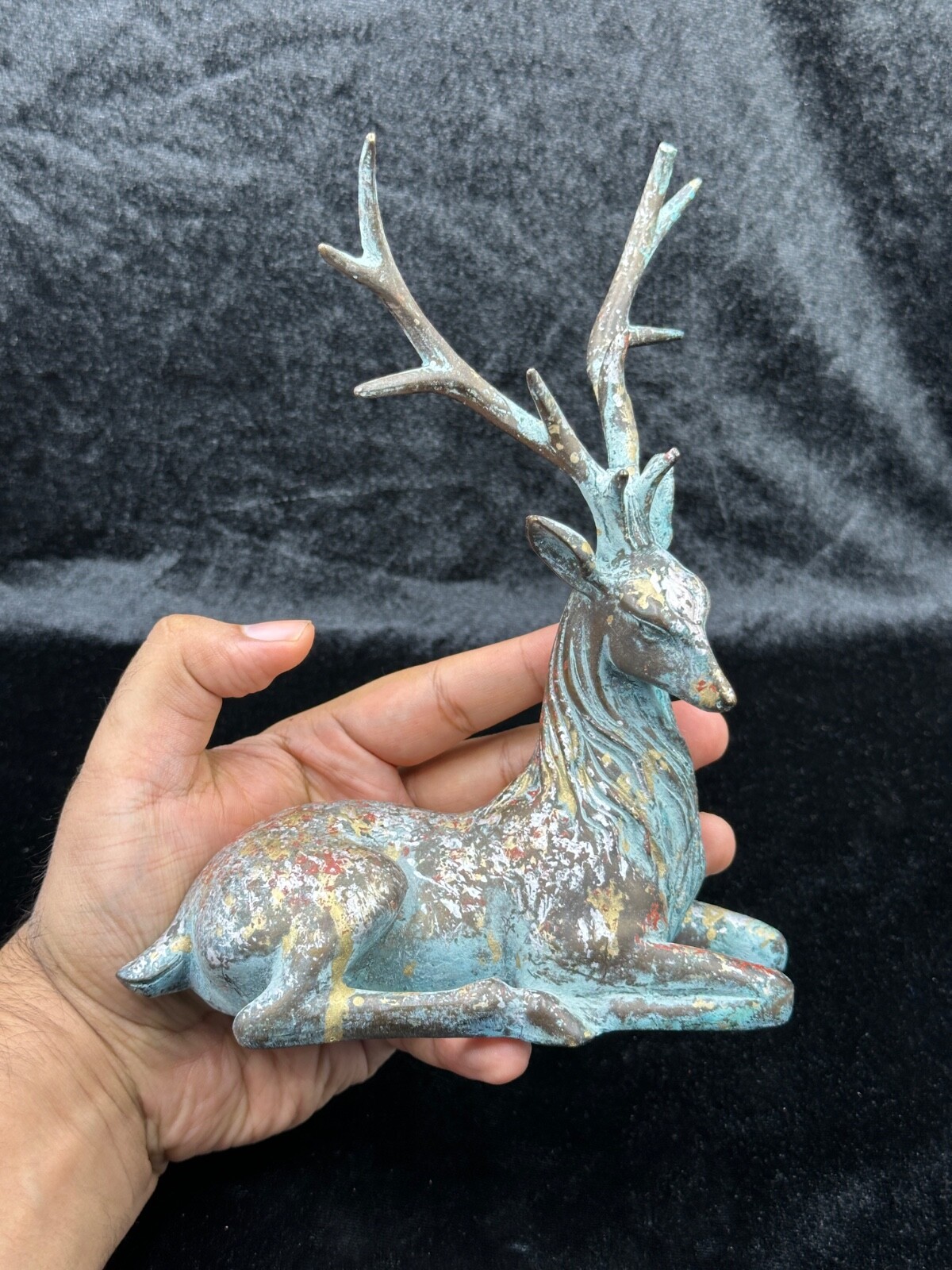 Rare Ancient Bronze With Patina Indo Greek Deer Beautiful Sculpture Figure