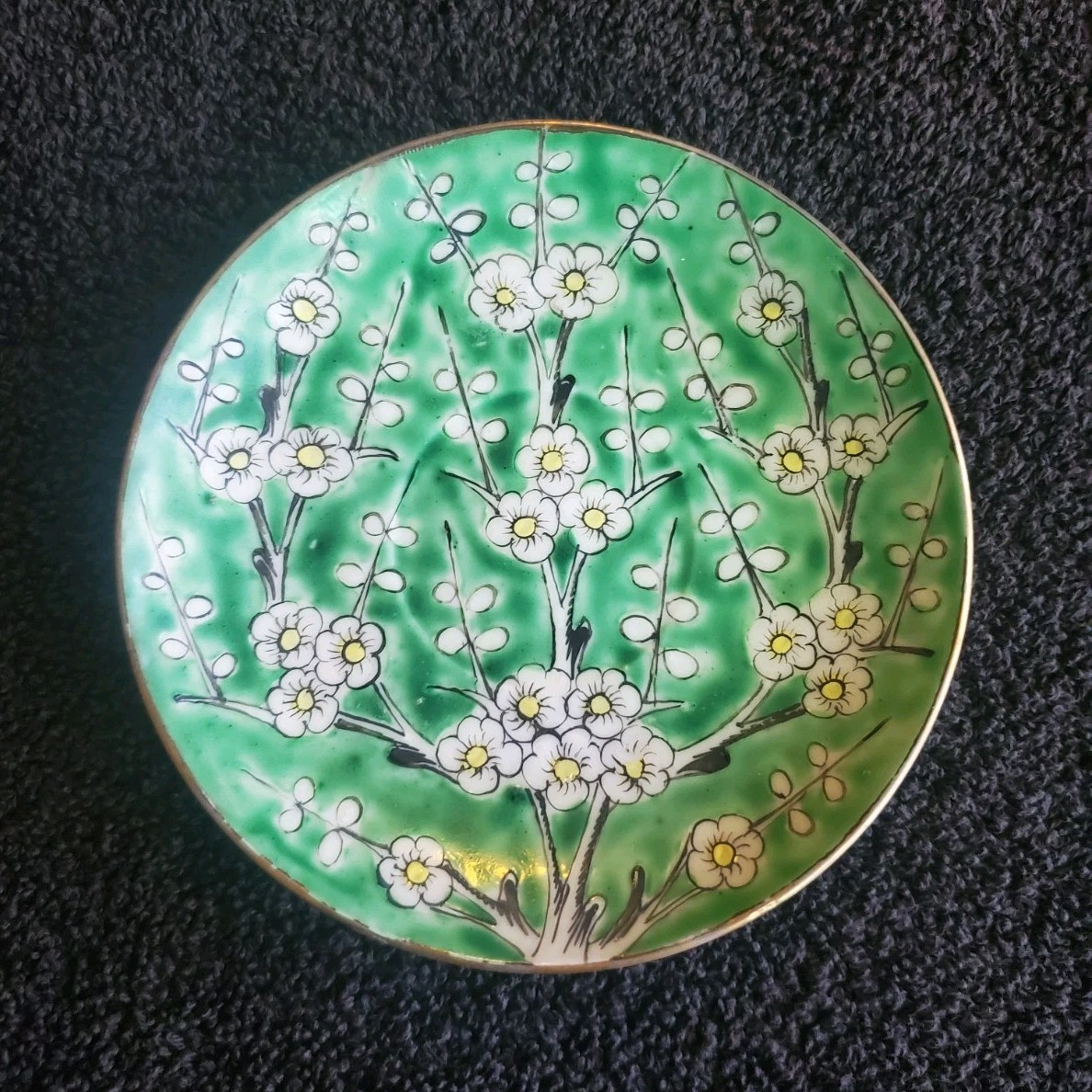 Chinese Plate Green Floral Design Made in China
