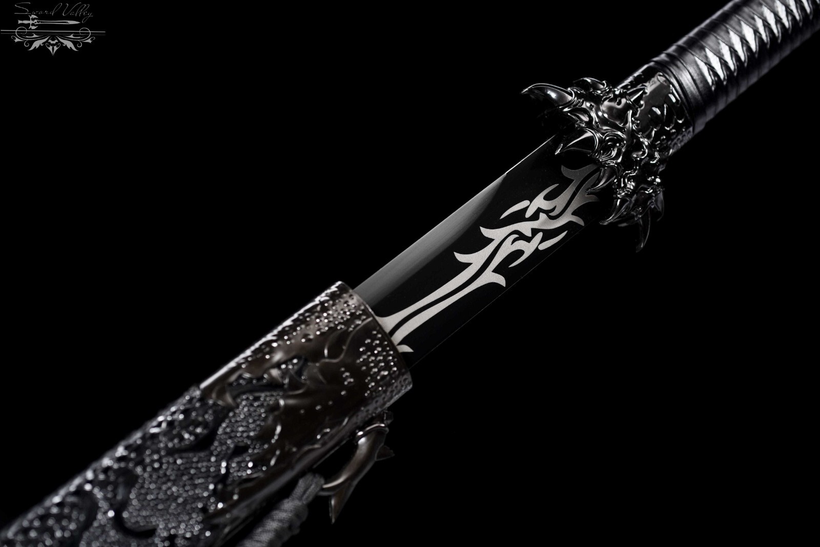 113cm Handmade Katana/Black/High Manganese Steel/Sharpened Sword/Collectible