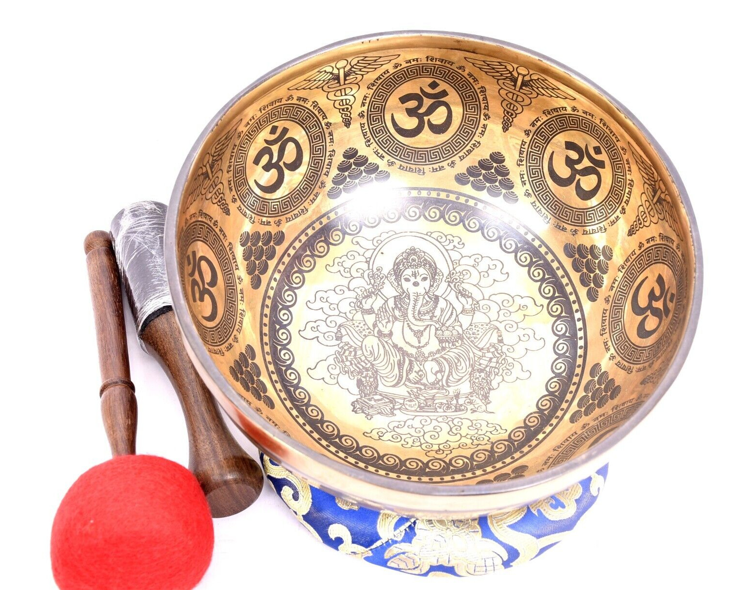 9 Inches GOD GANESHA Carved Handmade Singing Bowl – Tibetan Sound Healing Bowl
