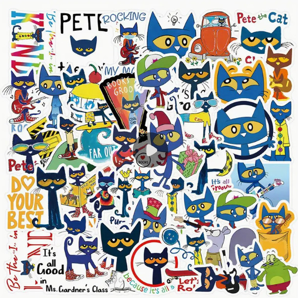 Pete The Cat – 50 STICKERS! NO DUPLICATES – Random Pete The Cat Stickers Kids