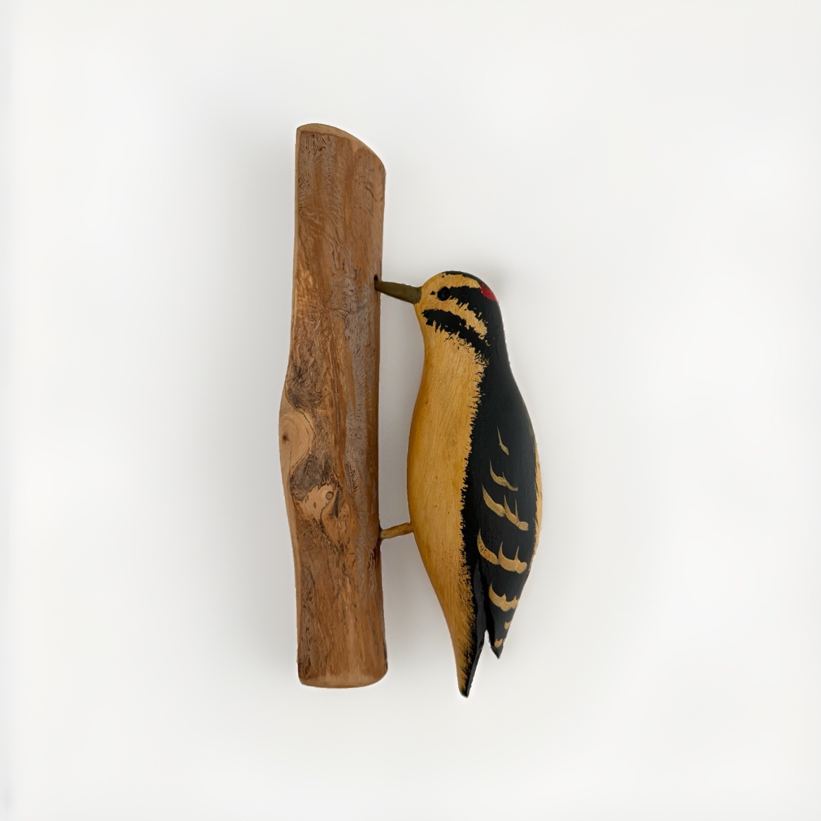 Jim & Pat Slack Downy Woodpecker Decoy Bird Vintage Hand Carved & Painted Signed