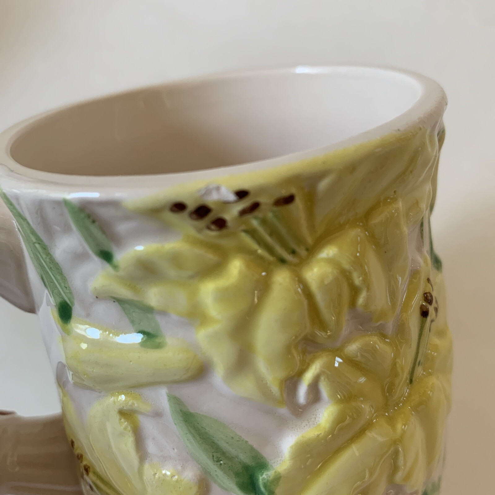 Vintage Fleurs De Jour by Shafford 1988 Mug & Plate 3D all Over Flowers Design