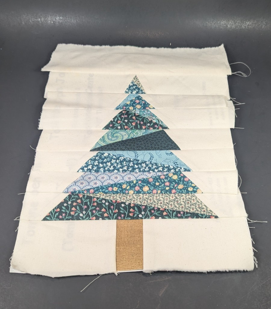 Christmas Tree Quilt Block Single 12″ x 9.5″ Unfinished Cotton Craft Piece
