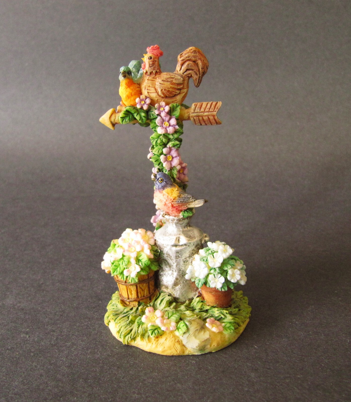 Westland Giftware – Resin Rooster and Birds Flower Sculpture – Model# 4115
