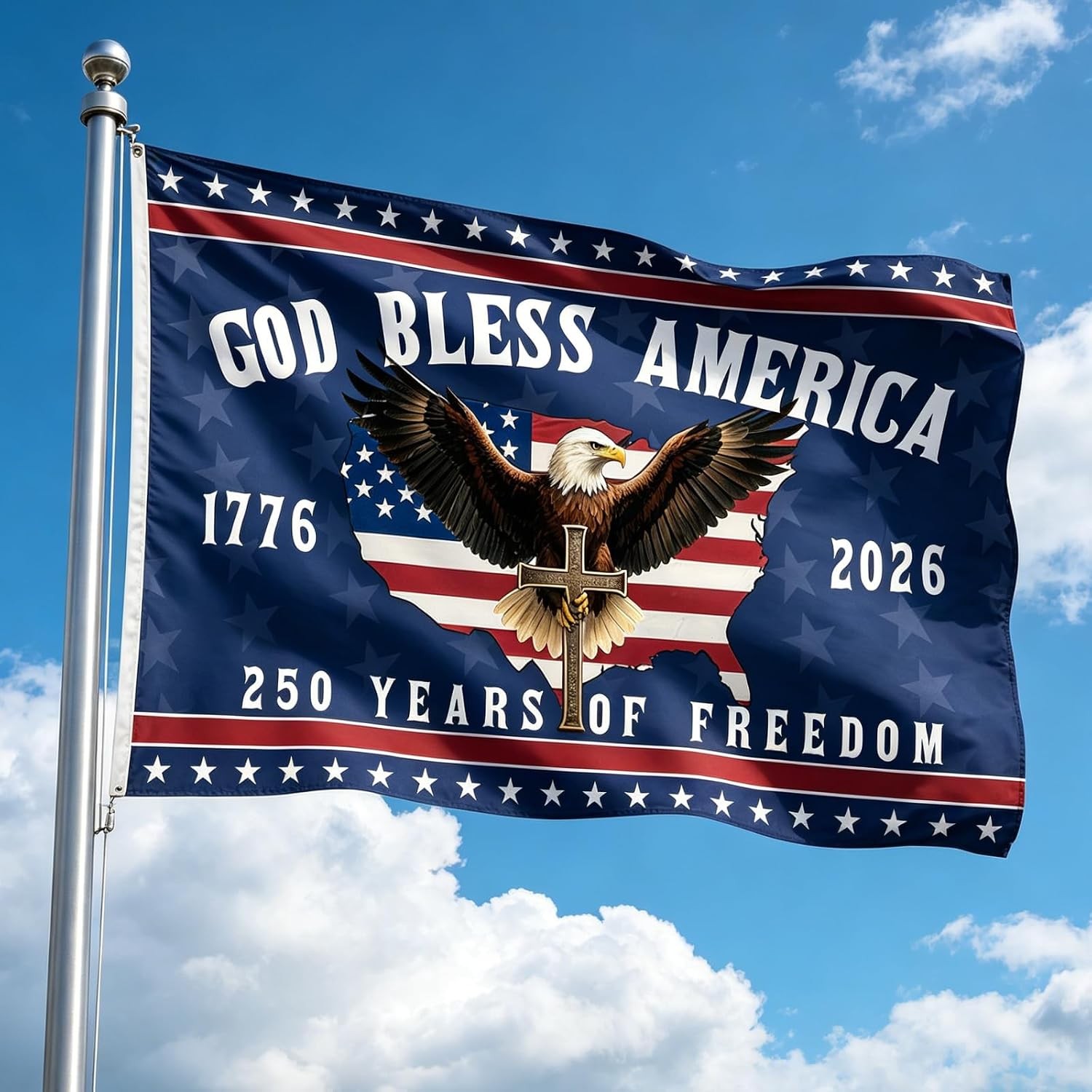 250 Anniversary USA Flag 3×5 FT 1776-2026 USA 250th Anniversary Double Sided 3 P
