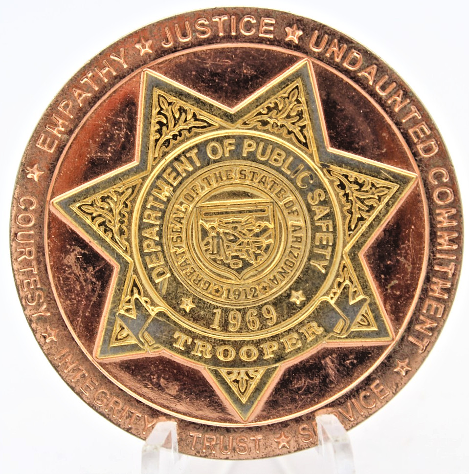 Arizona State Trooper Challenge Coin 1.75in Copper