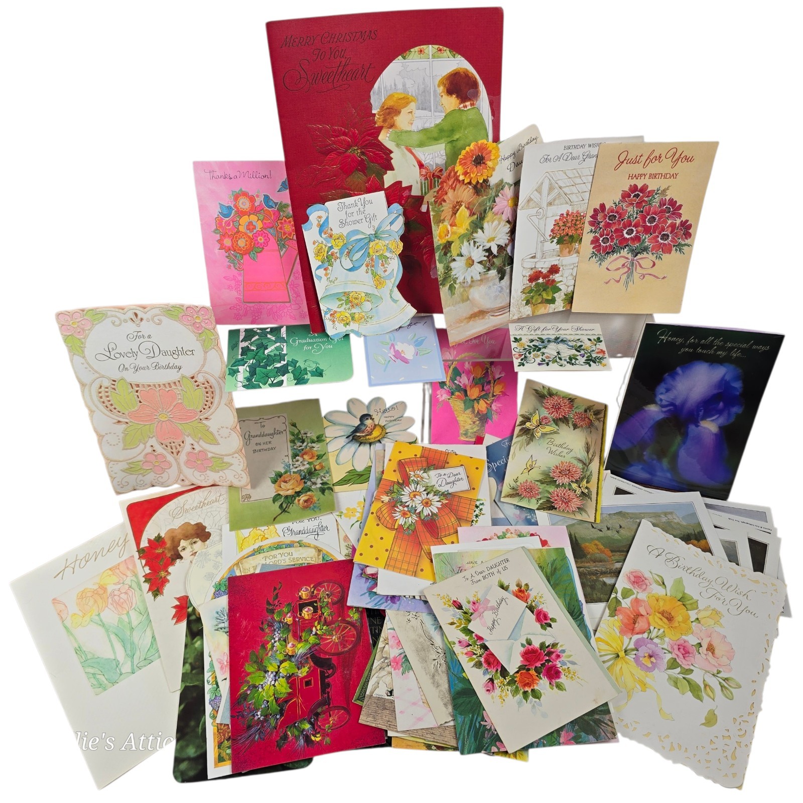110+ Vintage Greeting Cards Floral Flowers Nature 70s Ephemera Crafts Used Lot