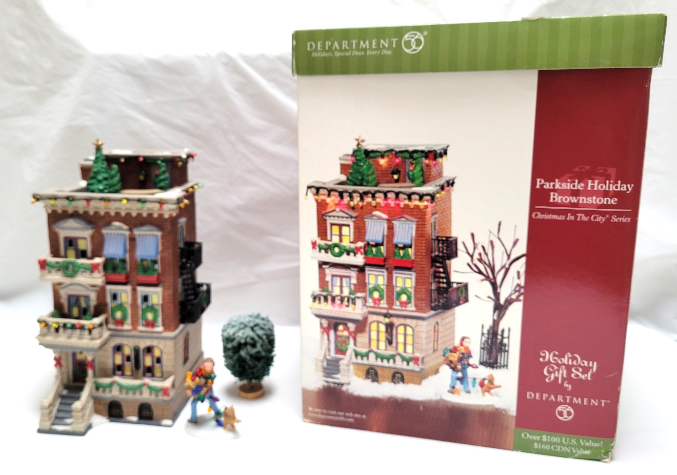 Vintage 2002 Dept 56 Christmas in the City PARKSIDE HOLIDAY BROWNSTONE #58937