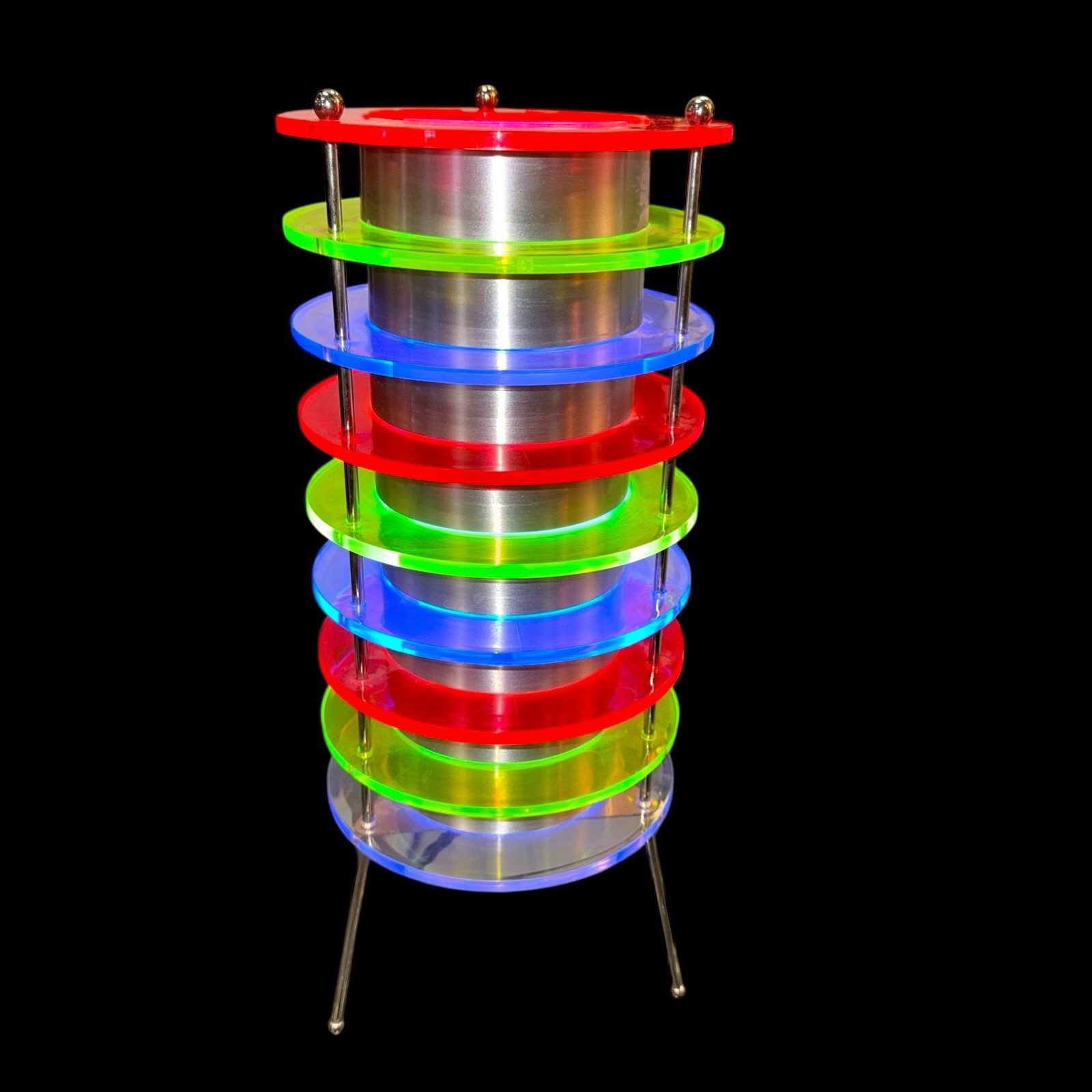 Vintage 1990s RARE LumiSource Time Tunnel FLOWER POWER Lucite Black Light Workin