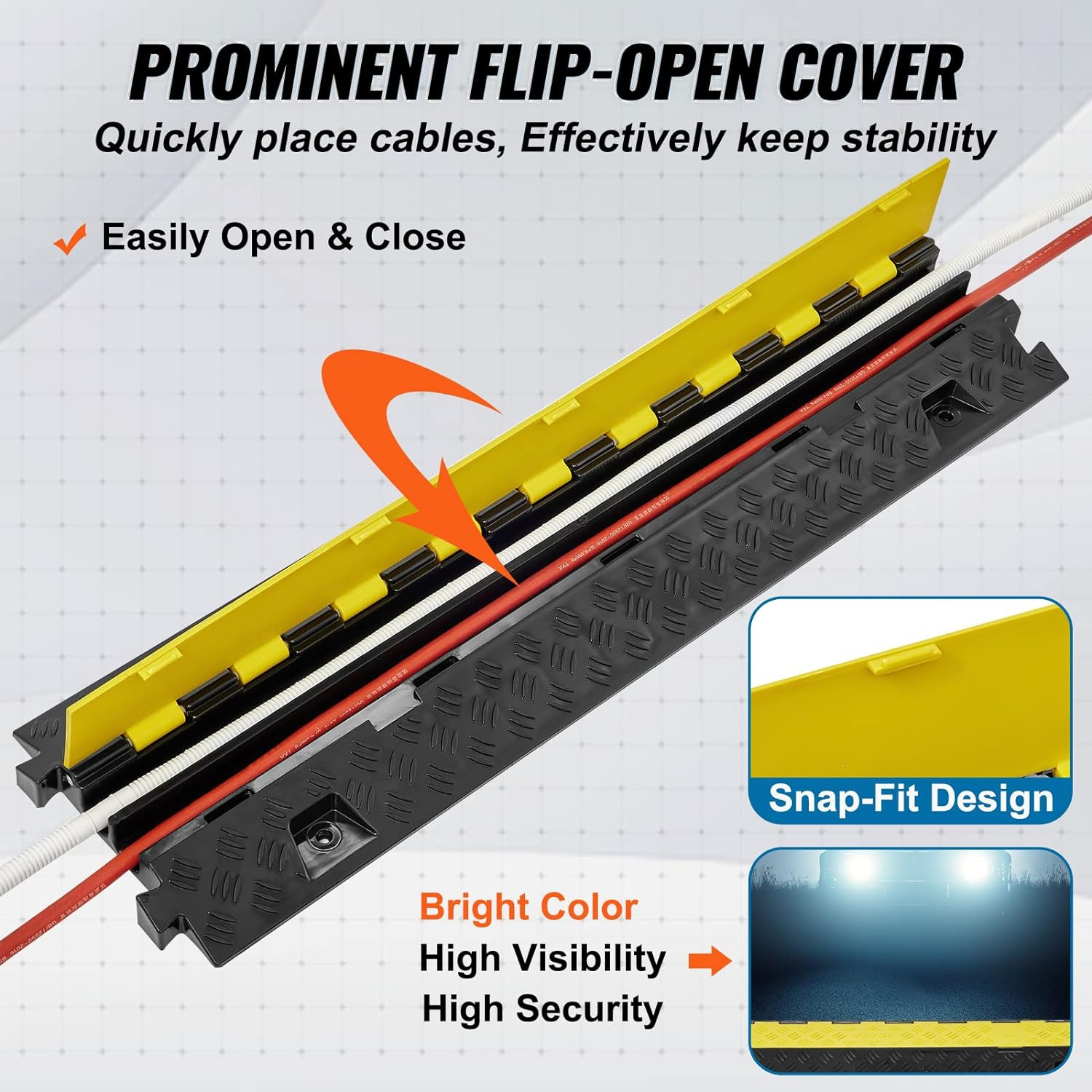 5 Pcs Heavy Duty TPU Cable Protector Ramp – 22,000 Lbs Capacity Speed Bumps