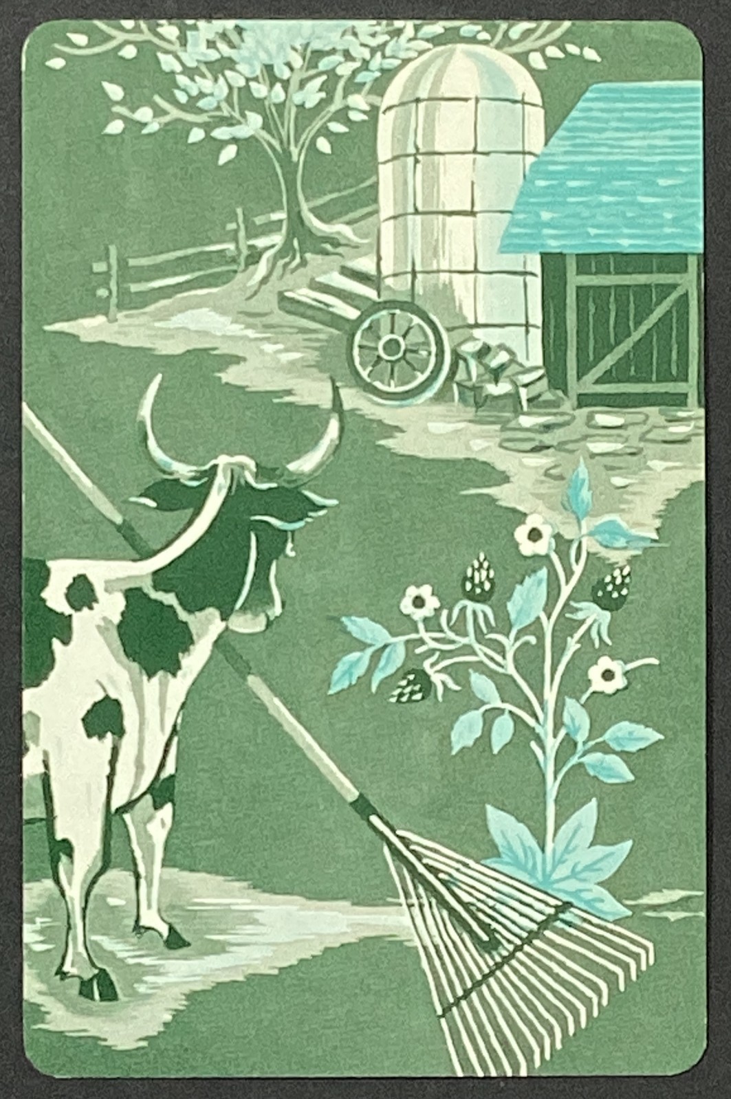 Farm View Cow Barn Silo Vintage Single Swap Playing Card