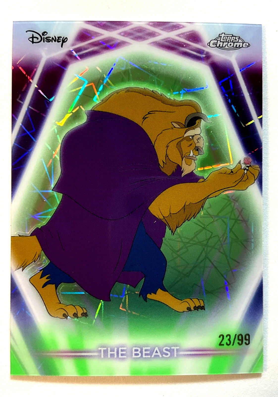 The Beast 2026 Topps Disney Neon #CNE-11 Chrome Green Lazer 23/99