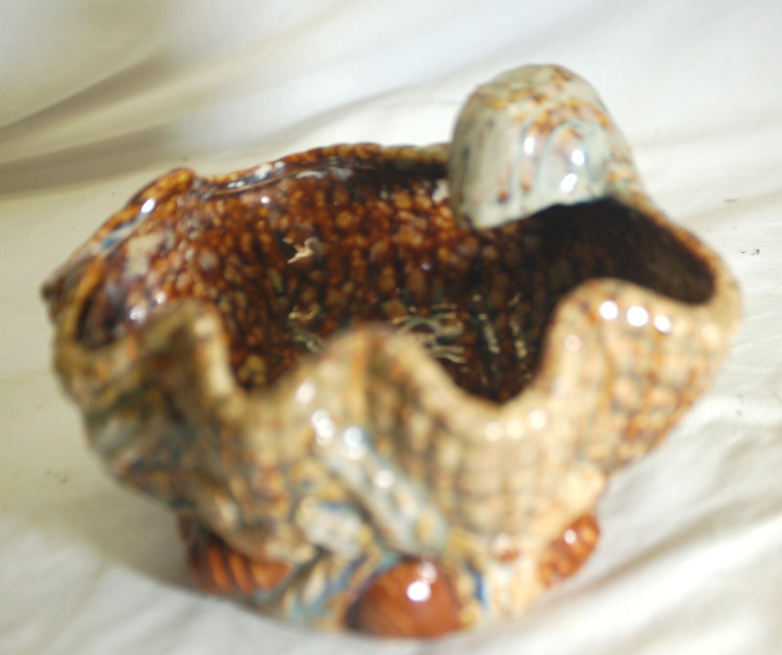 Ceramic Pedestal Clam Shell Shaped Planter Brown Natural Earth Tones