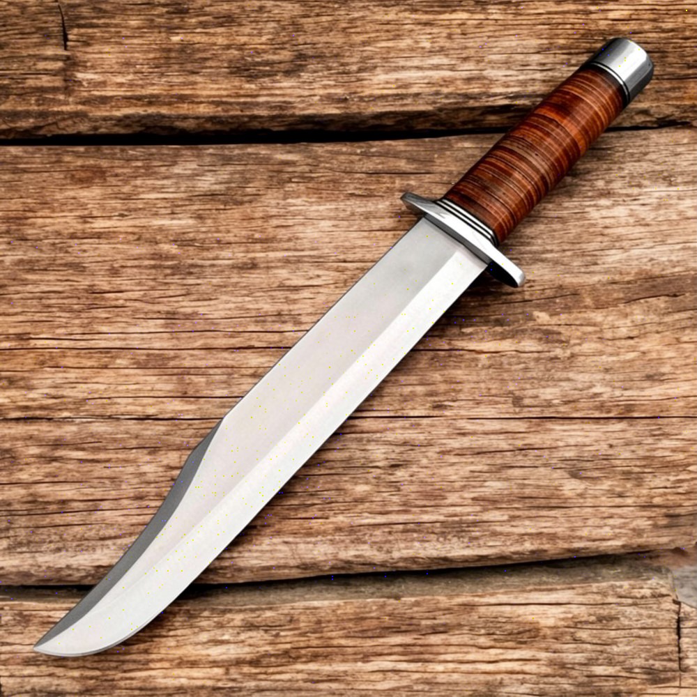 CUSTOM HANDMADE D2 TOOL STEEL HUNTING BOWIE KNIFE CAMPING KNIFE WITH SHEATH