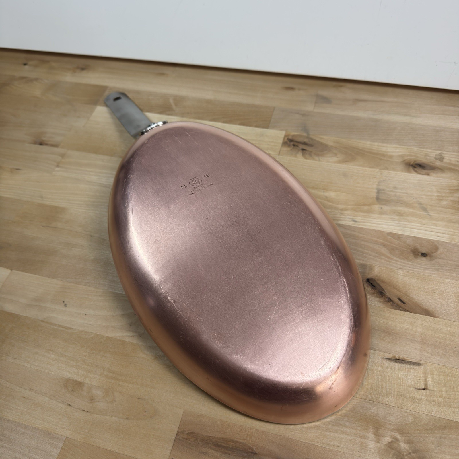 Scavullo Legion Utensils Copper Oval Heavy Skillet Fish Pan 13.5” Saute 11-58
