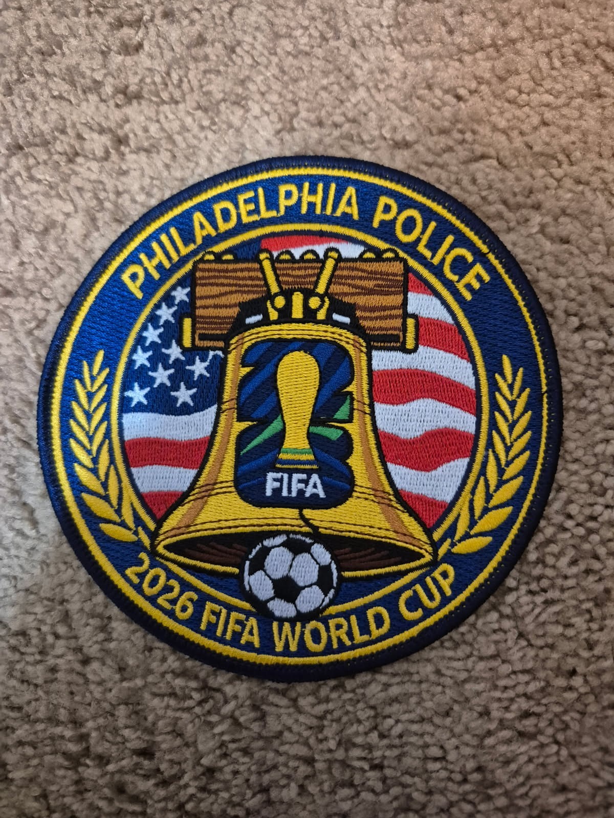 PHILADELPHIA POLICE DEPARTMENT 2026 FIFA WORLD CUP PATCH 5″ ROUND EMBROIDERED