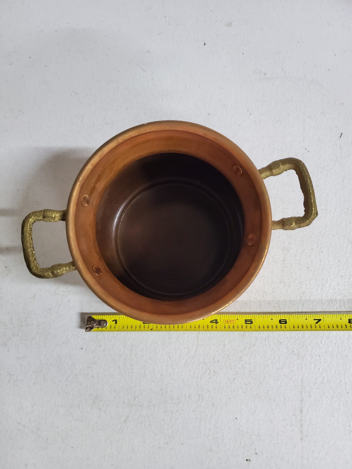 Vintage Brass Bronze Copper Cauldron Pot Footed Small Planter 5.5” X 7″