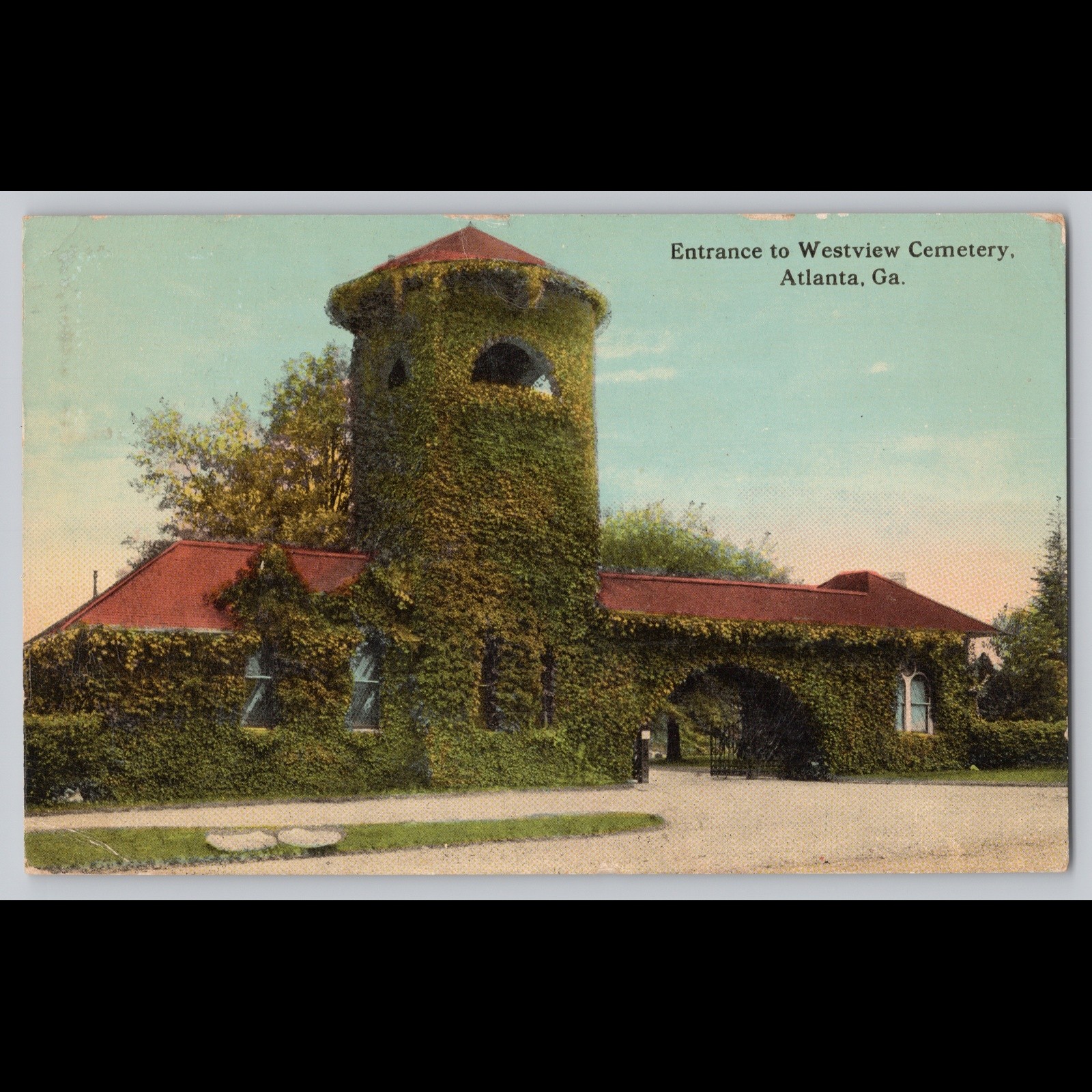 Postcard Entrance to Westview Cemetery Atlanta GA 1912