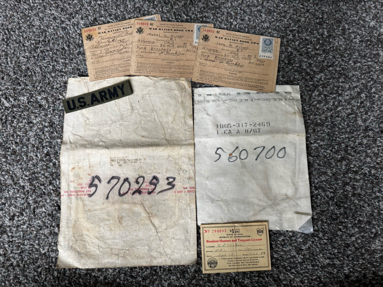 WWII Era Ephemera And Military Supply Bags Lot