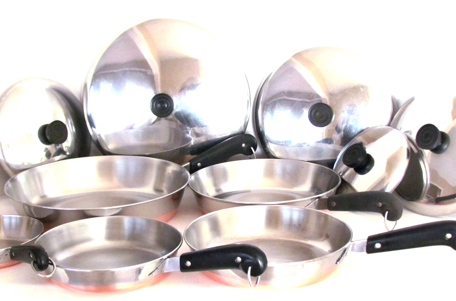 REVERE WARE PRE 68 SKILLET LOT FRYERS, SKILLETS PANS ORIGINAL LIDS EXCELLENT