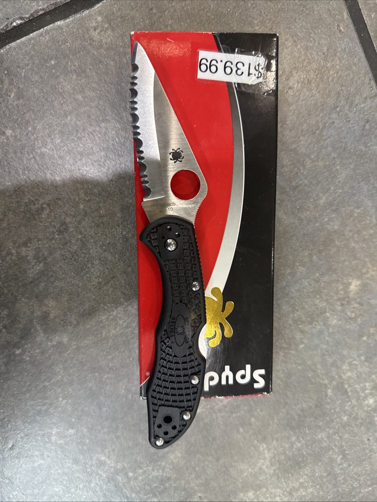 Spyderco Knives Delica 4 Lockback Black FRN Serrated VG-10 Steel C11SBK Knife