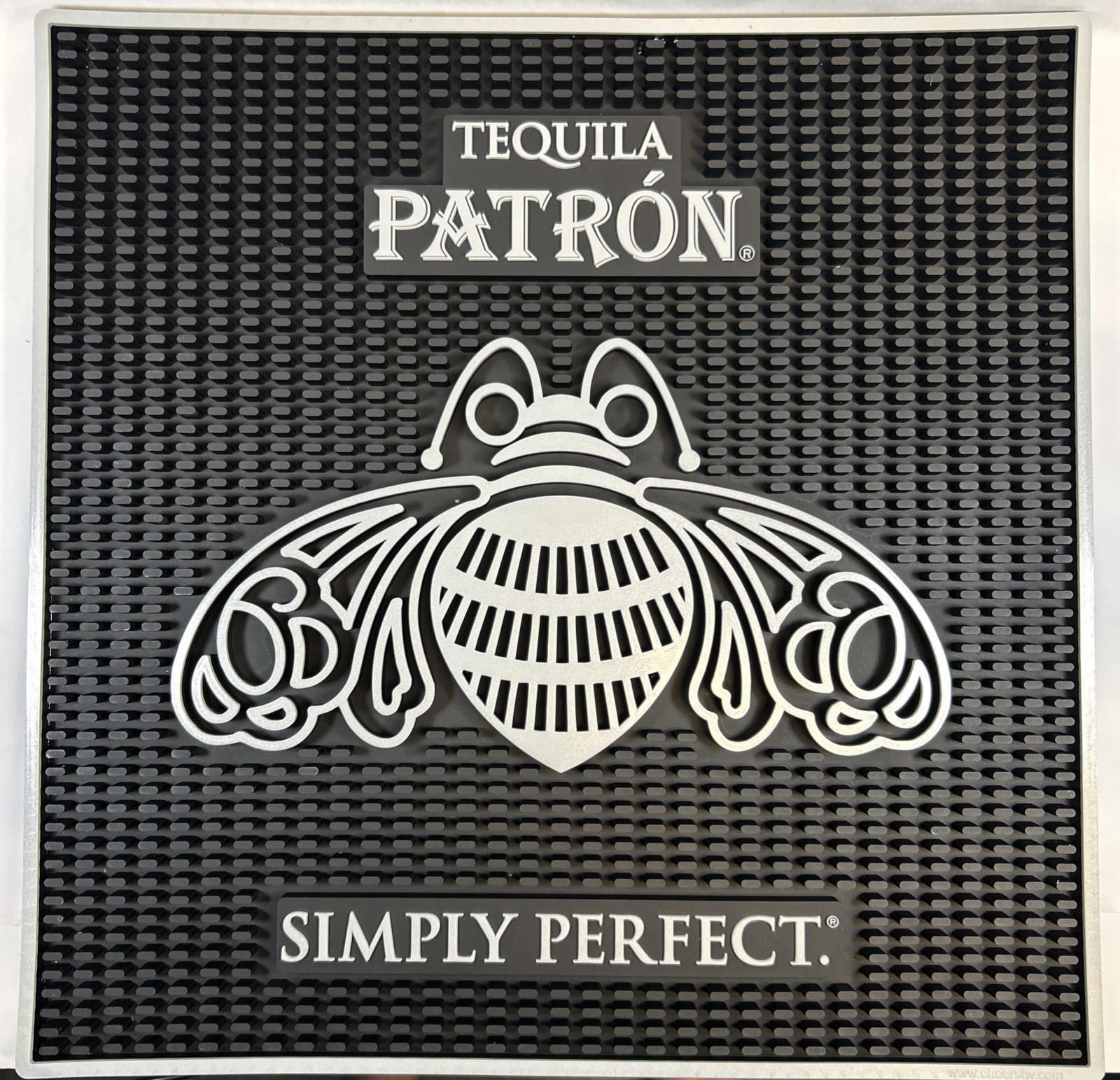Tequila Patron Bar Rubber Spill Mat Simply Perfect 16.75″ X 16.75″ Black & Grey