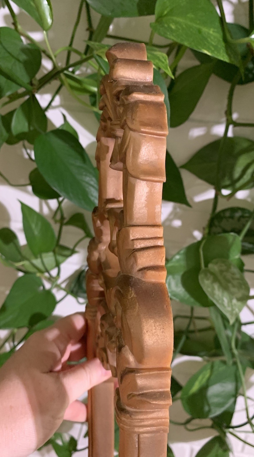 VTG Home Interiors GOLD Ornate Floral Plastic Wall Pocket Planter #5078, 18”L