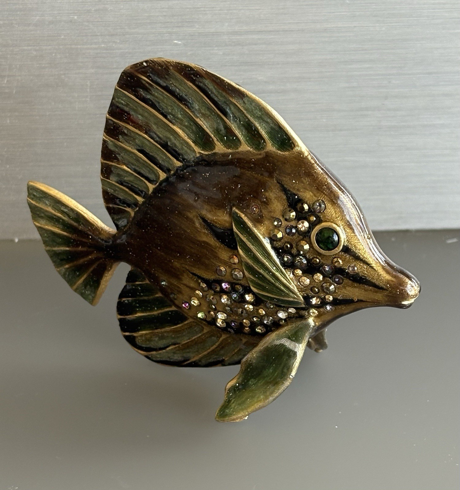 Jay Strongwater “Lustre Albert Yellowtang” fish figurine with Swarovski crystals