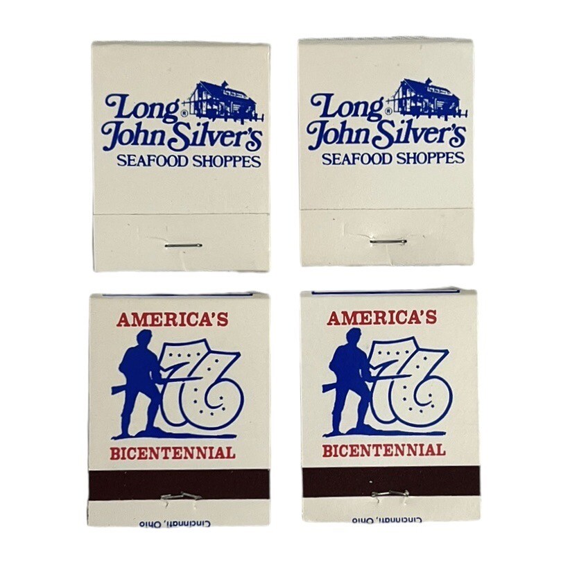 Vtg 1976 Long John Silver’s Seafood Shoppes Matches Matchbook Lot 4 Advertising